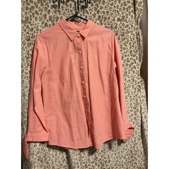 Banana Republic Women's Button-Up Blouse, Size Large Orange Collared - Picture 1 of 2